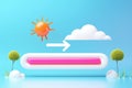 3D Render Sun to Cloud Transition Progress Bar Nature Scene Cartoon Style Royalty Free Stock Photo