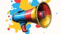 Vibrant Cartoon Style Megaphone on White Background for Marketing and Communication Concepts Royalty Free Stock Photo