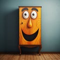 Vibrant Cartoonish Wooden Cabinet With Joyful Cartoon Face