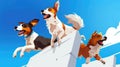 A vibrant cartoonstyle illustration of working dogs skillfully navigating an exciting obstacle course with agility