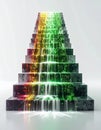 Luminous Data Waterfall on Abstract Steps Royalty Free Stock Photo