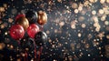 Vibrant Celebration: Colorful Confetti and Balloons Adorned in Black Background for Festive Party Decorations Royalty Free Stock Photo
