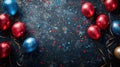 Vibrant Celebration: Colorful Confetti and Balloons Adorned in Black Background for Festive Party Decorations Royalty Free Stock Photo