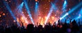 The Vibrant Celebration of a Crowd at a Colorful Concert Event.AI generated image Royalty Free Stock Photo