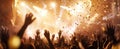 The vibrant celebration of a euphoric crowd at a music concert. AI generated image Royalty Free Stock Photo