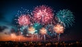 A vibrant celebration ignites the night with exploding fireworks generated by AI Royalty Free Stock Photo