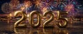 The vibrant 2025 celebration illuminated by stunning fireworks display..AI generated image Royalty Free Stock Photo