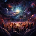 Vibrant Celestial Orchestra - Cosmic Symphony of Planets and Stars