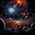 Vibrant Celestial Orchestra - Cosmic Symphony of Planets and Stars