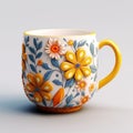Vibrant Ceramic Flowers Mug 3d Artwork File For Sale