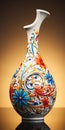 Vibrant Ceramic Vase With A Bright Floral Design
