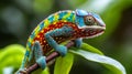 Vibrant Chameleon on Green Branch
