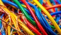 Tangled Network of Multicolored Electrical Cables Royalty Free Stock Photo
