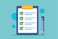A vibrant checklist shows completed tasks with a pen beside it, set against a calming blue backdrop, ideal for project management Royalty Free Stock Photo