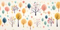 Playful and Colorful Trees, Ideal Kids\' Room Wallpaper, Flat Design Royalty Free Stock Photo