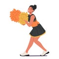 Vibrant Cheerleader Girl Twirls Pom-poms, Radiating Energy With Spirited Dance. Graceful Moves And Infectious Enthusiasm