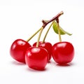 Vibrant Chen Zhen Style Image Of Four Cherry On White Surface
