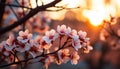 The vibrant cherry blossom tree blooms in the springtime generated by AI Royalty Free Stock Photo