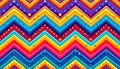 Vibrant chevron pattern with colorful zigzags and dots Royalty Free Stock Photo