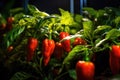 Vibrant Chilli Peppers Thriving on a Sun-Kissed Farm, Nature\'s Bounty