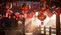 vibrant chinese new year celebration bustling street with red lanterns and festive atmosphere
