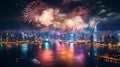 Vibrant Chinese New Year Fireworks Illuminate Hong Kongs Night Sky
