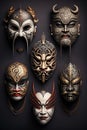 Vibrant Chinese Opera Masks on Display Royalty Free Stock Photo