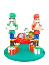 Festive Nutcrackers with Vintage Christmas Truck and Holiday Gifts Royalty Free Stock Photo