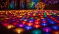 Vibrant Christmas lights glow, multi colored and shiny generated by AI Royalty Free Stock Photo