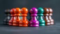 The Power of Collaboration Colorful Chess Pieces Forming a Circle, Symbolizing Teamwork, Unity, and the Strength of Collective Royalty Free Stock Photo