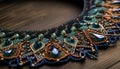 Vibrant circle of rhinestones on antique bracelet generated by AI