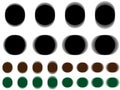 Vibrant circle, vibrating black brown green circle