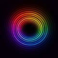 A vibrant circular pattern featuring concentric rings that transition smoothly through Royalty Free Stock Photo