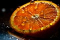 Vibrant Citrus Burst Halved Orange Tabl Glistening Drops Freshness and Juiciness Captured Slice