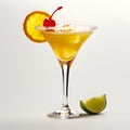 Generative AI. Refreshing Citrus Cocktail Garnished With Cherry and Orange Slice in Elegant Glass Royalty Free Stock Photo