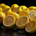 Vibrant citrus display Panoramic background of fresh, yellow lemon fruit Royalty Free Stock Photo