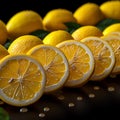 Vibrant citrus display Panoramic background of fresh, yellow lemon fruit Royalty Free Stock Photo