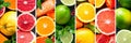 Vibrant citrus fruit product collage with clean white divisions, showcasing a delightful assortment