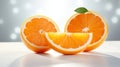 Vibrant Citrus Fruits on White Platform AI Generated