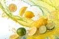 Vibrant citrus splash with lemons and limes Royalty Free Stock Photo