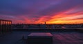 Vibrant City Sunset Rooftop View Royalty Free Stock Photo