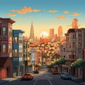 Vibrant cityscape capturing the essence of San Francisco's diverse neighborhoods