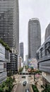 Vibrant cityscape featuring a busy city street with tall buildings in Miami, USA