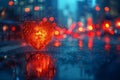 Urban heartbeat vibrant cityscape with moody heart shaped pulse, realistic render Royalty Free Stock Photo