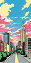 Colorful Cityscape: Raleigh In The Style Of Roy Lichtenstein Royalty Free Stock Photo