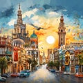 Vibrant Cityscape of Seville, Spain Royalty Free Stock Photo