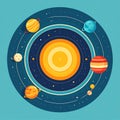 Stylized Solar System with Planets in Orbit Illustration Royalty Free Stock Photo