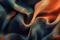 A vibrant close-up of blue and orange silk fabric against a dark background. Royalty Free Stock Photo