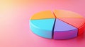 Vibrant close up of a 3d pie chart on soft pastel background, displaying engaging data categories