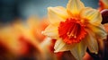 Vibrant Close-up Of Daffodil Stigma And Anthers With Blurred Background